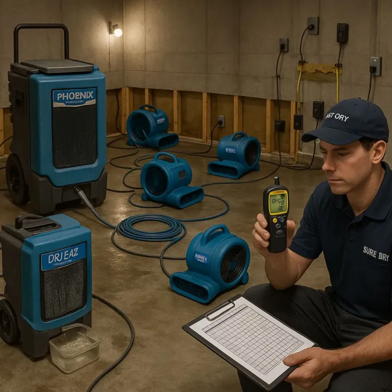 Structural Drying and Dehumidification process in Bronson, FL